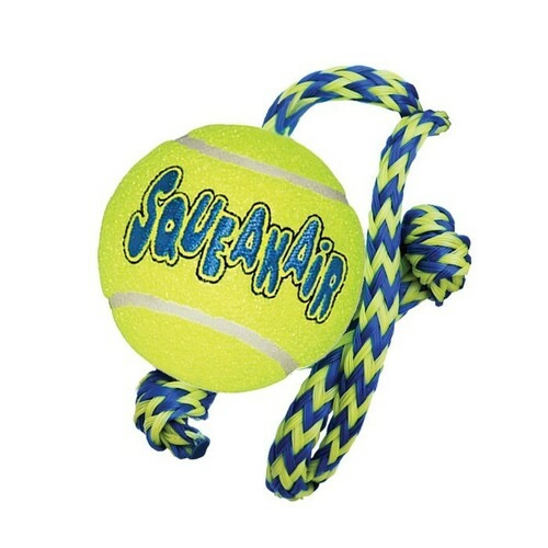 3 X Airdog Medium Squeaker Ball With Rope Toss & Fetch Dog Toy Dog