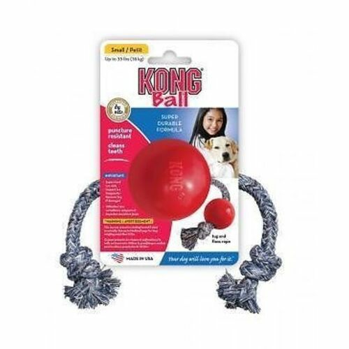 3 X Classic Ball With Rope Non-Toxic Rubber Fetch Dog Toy – Small Chew Toys