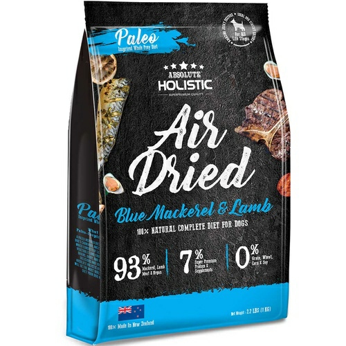 Air Dried Grain Free Dog Food Blue Mackerel & Lamb 1Kg – Made In New Zealand Dog