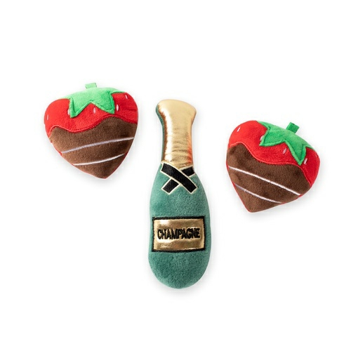 Champagne Strawberry 3-Piece Small Dog Toy Set Dog