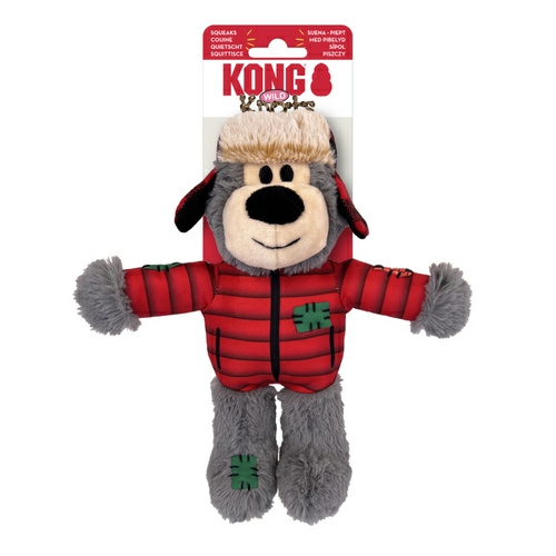 Christmas Holiday Wild Knots Bear – Snuggle Plush Dog Toy – Sm/Med X 3 Pack Dog