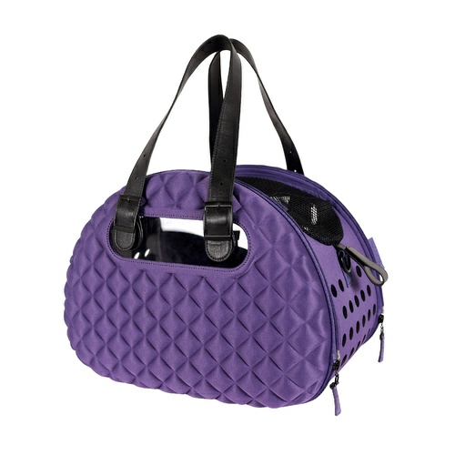 Collapsible Pet Carrier With Shoulder Strap – Diamond Deluxe Purple Carriers & Strollers