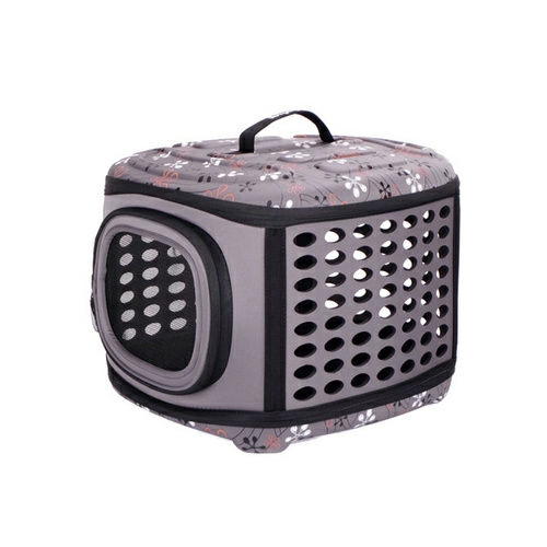 Collapsible Travelling Pet Carrier For Cats & Dogs – Grey + Flowers Beds & Sleep Accessories