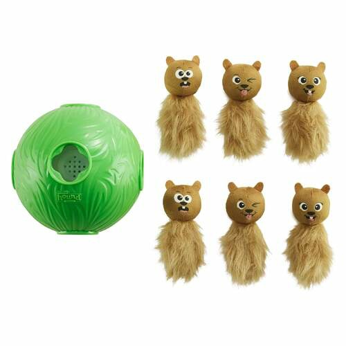 Dog Snuffle N’ Treat Ball Puzzle With 6 Plush Chipmunks Dog