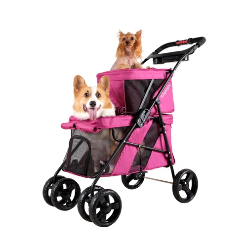 Double Decker Pet Stroller For Multiple Pets – Red Violet Carriers & Strollers