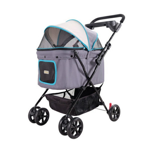 Easy Stroller Pet Buggy In Grey & Blue Beds & Blankets