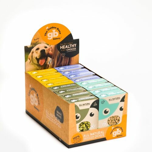 Golden Bone Bakery 4 Flavour Selection Dog Treats – 16 Snack Packs X 40G Dog