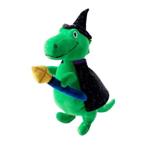 Halloween Plush Squeaker Dog Toy – Spell-A-Saurus Dino Witch Dog