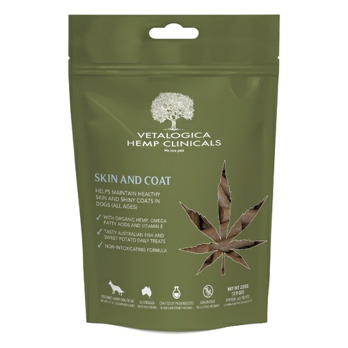 Hemp Clinicals Skin And Coat Dog Treats 225G Dog