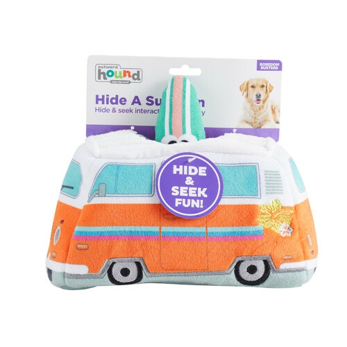 Hide A Surf Van Plush Dog Puzzle With 3 Squeaker Toys Dog