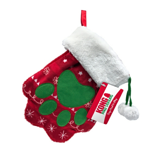 Holiday Red & Green Paw Christmas Stocking – Bulk Pack Of 4 Dog