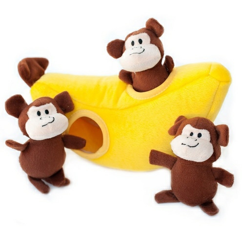 Interactive Burrow Dog Toy – Monkey ‘N Banana Dog