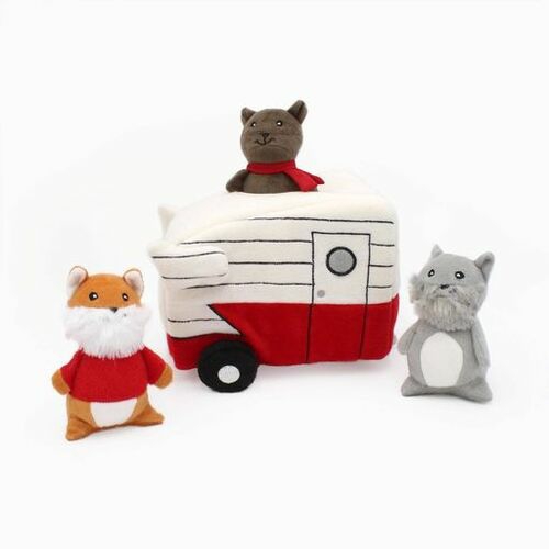 Interactive Burrow Dog Toy – Retro Camper Cat