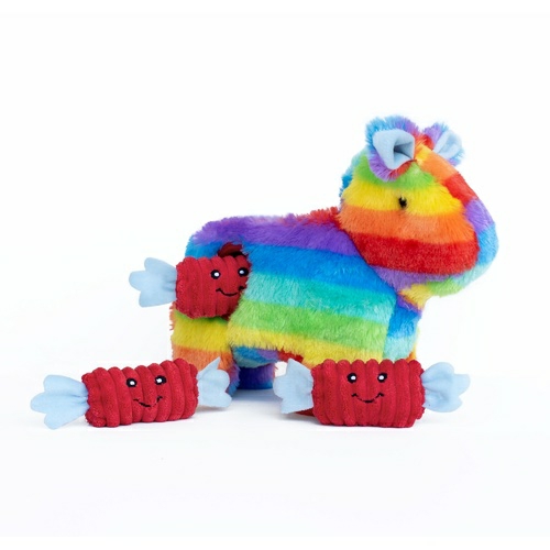 Interactive Burrow Plush Dog Toy – Rainbow Pinata With Candy Dog