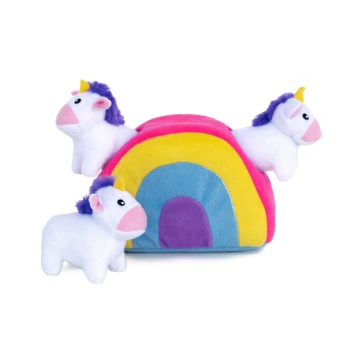 Interactive Burrow Plush Dog Toy – Unicorns In A Rainbow Dog