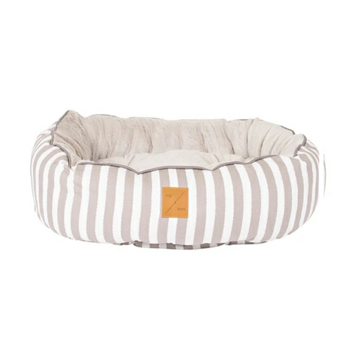 Mog & Bone 4 Seasons Reversible Dog Bed – Latte Hamptons Stripe Beds & Blankets