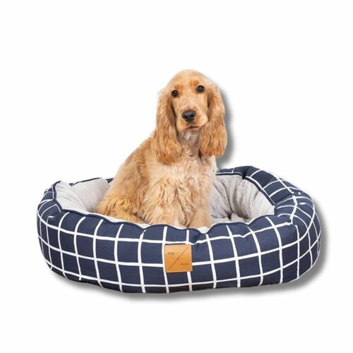 Mog & Bone 4 Seasons Reversible Dog Bed – Navy Check Beds & Sleep Accessories