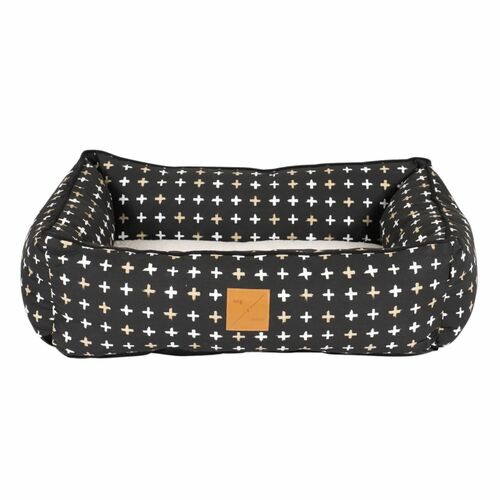 Mog & Bone Bolster Dog Bed – Black Metallic Cross Beds & Blankets