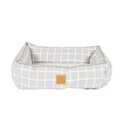 Mog & Bone Bolster Dog Bed – Grey Check Beds & Blankets