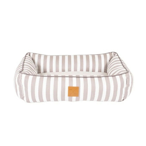 Mog & Bone Bolster Dog Bed – Latte Hamptons Stripe Beds & Blankets