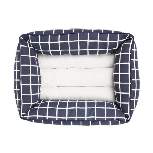 Mog & Bone Bolster Dog Bed – Navy Check Beds & Blankets