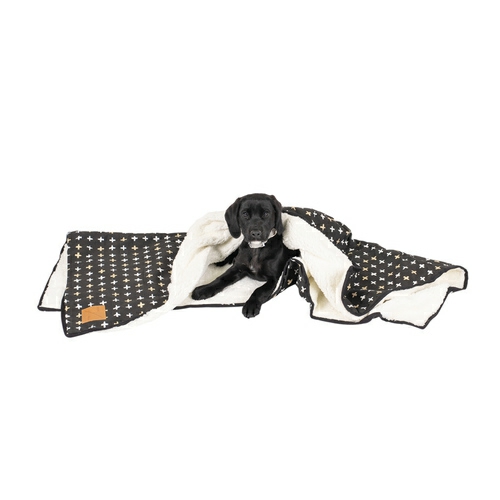 Mog & Bone Soft Reversible Pet Blanket Black Metallic Cross Beds & Blankets