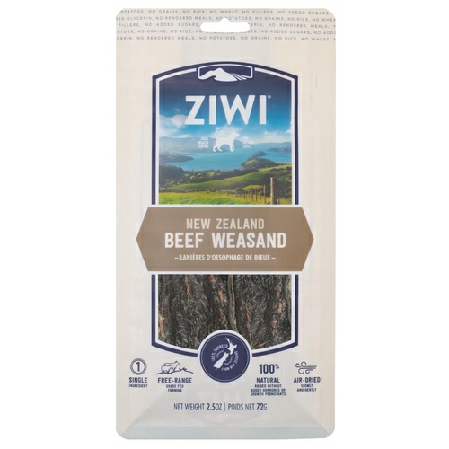 Natural Dog Treats – Free Range Beef Weasand 72G Dog