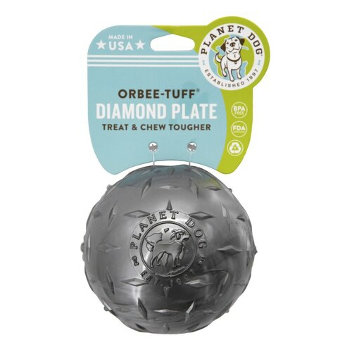 Orbee Double-Tuff Diamond Plate Tough Dog Toy In Grey – Ball Large Dog