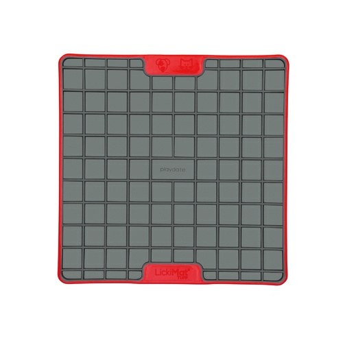 Playdate Tuff Slow Food Licking Mat For Cats & Dogs – Red Bowls & Fountains