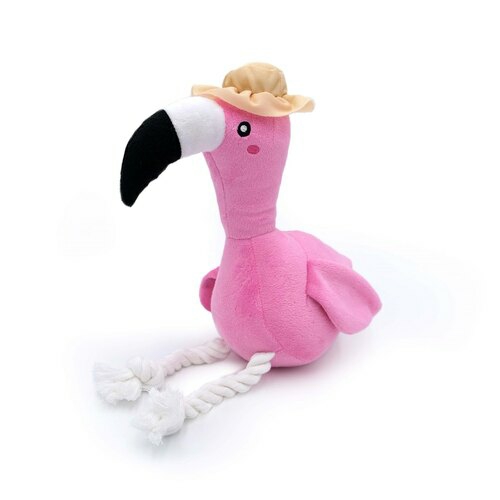 Playful Pal Plush Squeaker Rope Dog Toy – Freya The Flamingo Dog