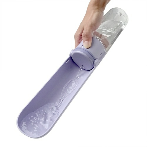 Pupoasis Fold & Go Dog Water Bottle In White Or Lavender Bowls & Fountains Lavender