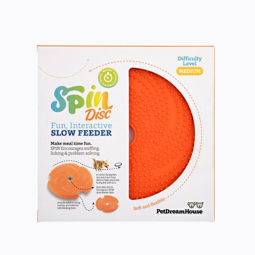 Spin Interactive 2-In-1 Slow Feeder Lick Pad & Frisbee For Dogs Bowls & Fountains Blue