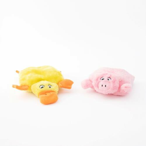 Squeakie Pads No Stuffing Small Dog Toy – Duck & Pig 2-Pack Dog