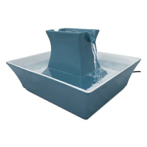 Stoneware Pagoda Ceramic Water Fountain 2 Litres – Himalayan Blue Automatic Feeders & Fountains