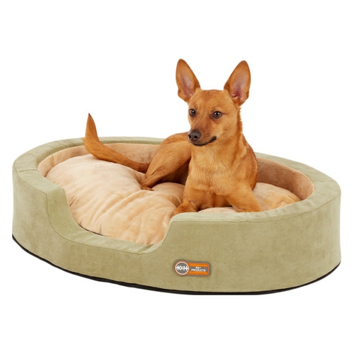 Thermo Snuggler Low-Voltage Heated Pet Bed For Cats & Dogs In Sage Green Beds & Sleep Accessories