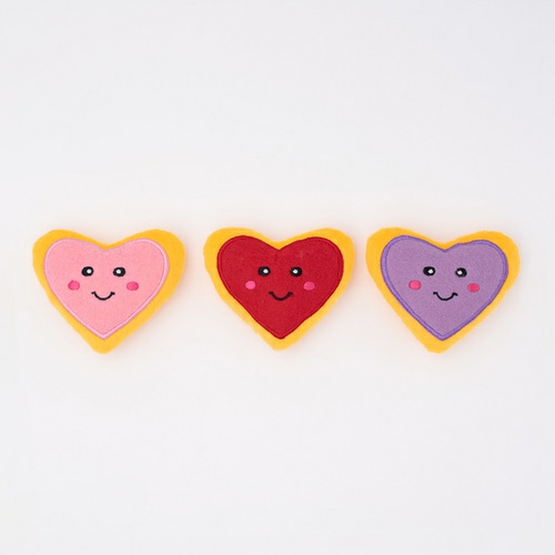 Valentine’s Miniz Plush Squeaker Dog Toys – 3-Pack Of Heart Cookies Dog