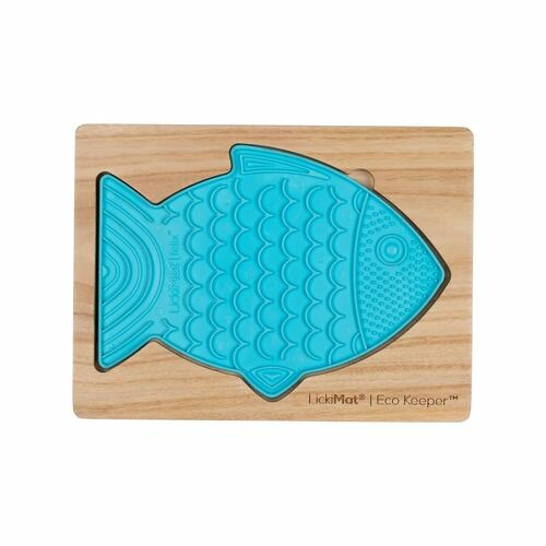 Wooden Eco Slow Feeder Keeper – For Fish Shaped Lick Mats Bowls & Fountains