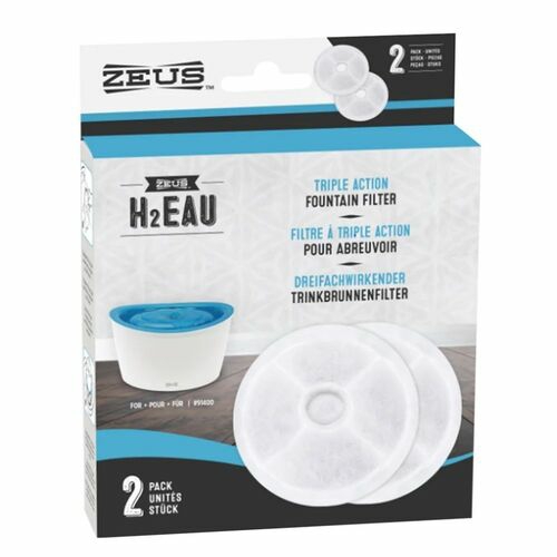 Zeus H2Eau Replacement Filters For 6 Litre Fresh & Clear Fountain – 2 Pack Automatic Feeders & Fountains