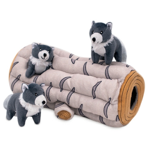 Zippy Burrow Interactive Dog Toy – Log + 3 Wolves Dog