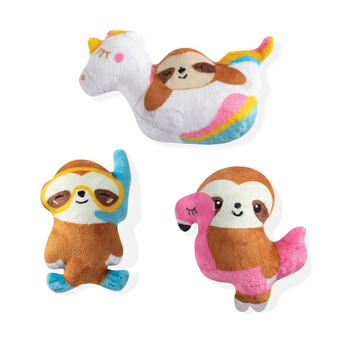 Minis Summer Sloths 3-Piece Plush Dog Toy Set Dog