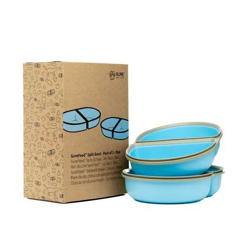 Surefeed Feeder Split Bowl For Microchip & Motion-Activated Feeders – Pack Of 2 Bowls & Fountains Blue